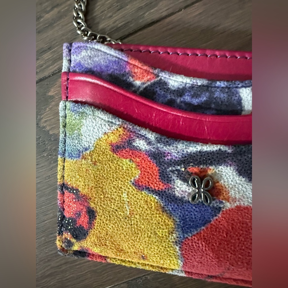 HOBO Max Floral Printed Leather Card Case with Chain Clip - Picture 2 of 9